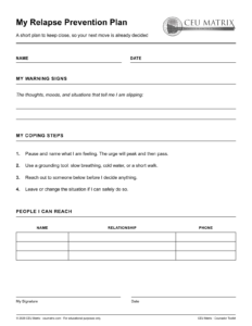 My Relapse Prevention Plan